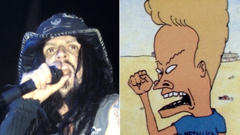 Rob Zombie holding microphone, still from beavis and butthead