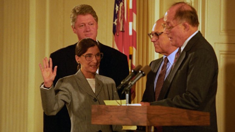 Ruth Bader Ginsburg and Bill Clinton at swearing in ceremony