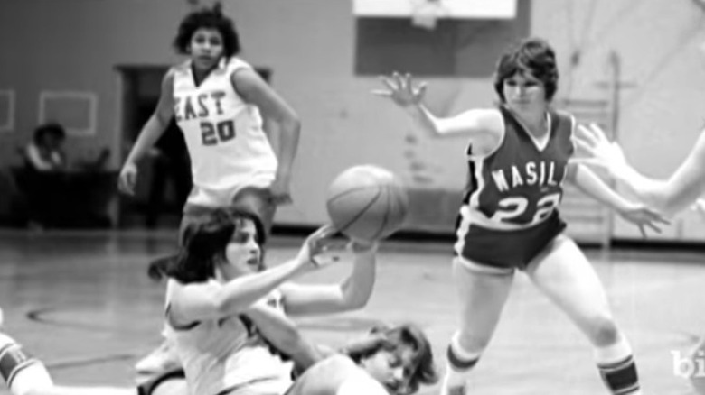 Sarah Palin playing basketball