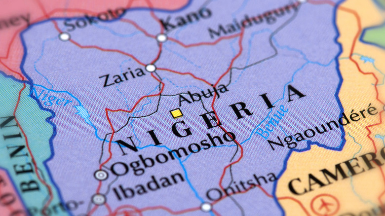 Close up map of Nigeria