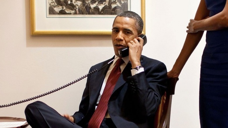 President Obama on the phone