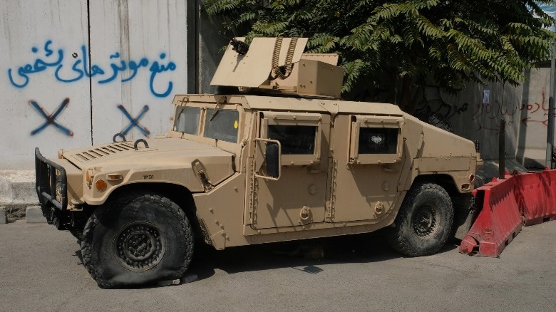 Humvee with flat tire