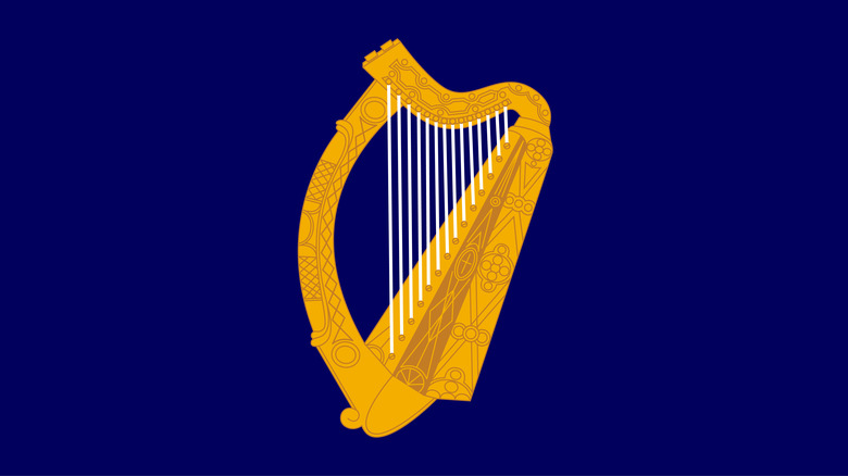 Irish presidential flag blue with yellow harp