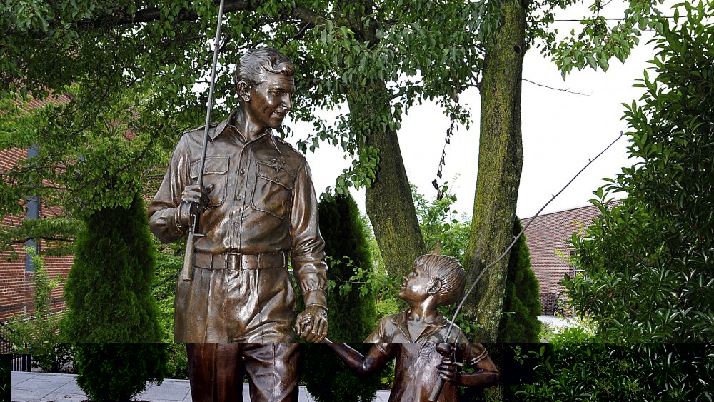 The Andy Griffith Show dedication statue (of Andy and Opie going fishing)in Mount Airy, NC