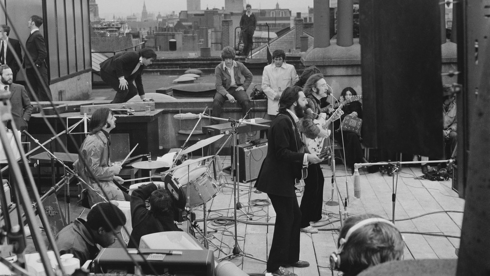 The Beatles on a roof 