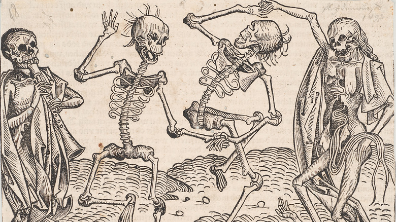 dancing skeletons danse macabre illustration 