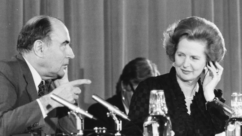 thatcher and mitterrand at conference