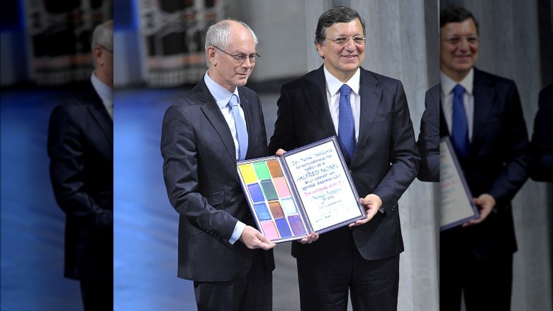 EU representatives accepting the 2012 Nobel Peace Prize