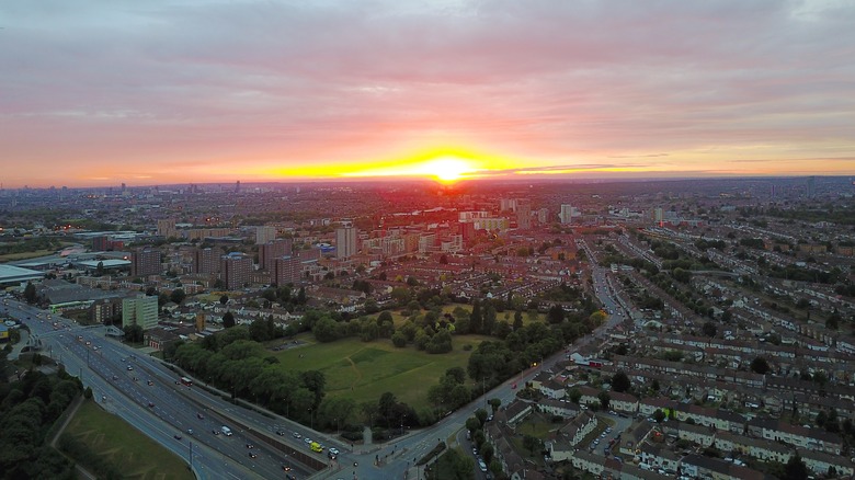 Sunset over East London