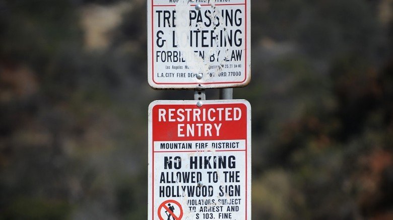 no trespassing hollywood sign