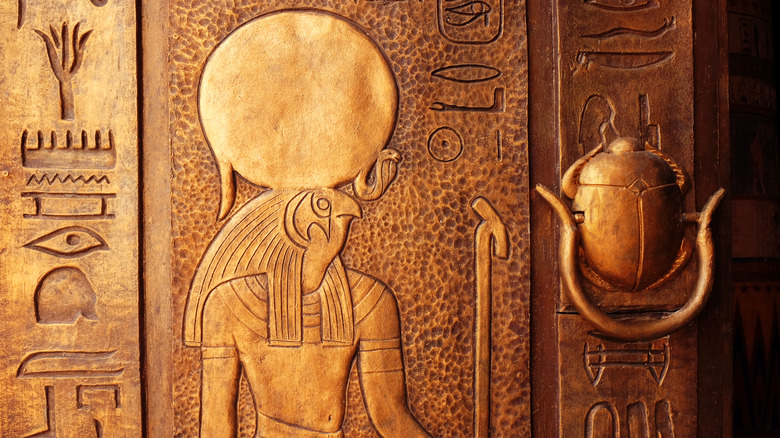 ancient Egyptian carving solar deity Horus