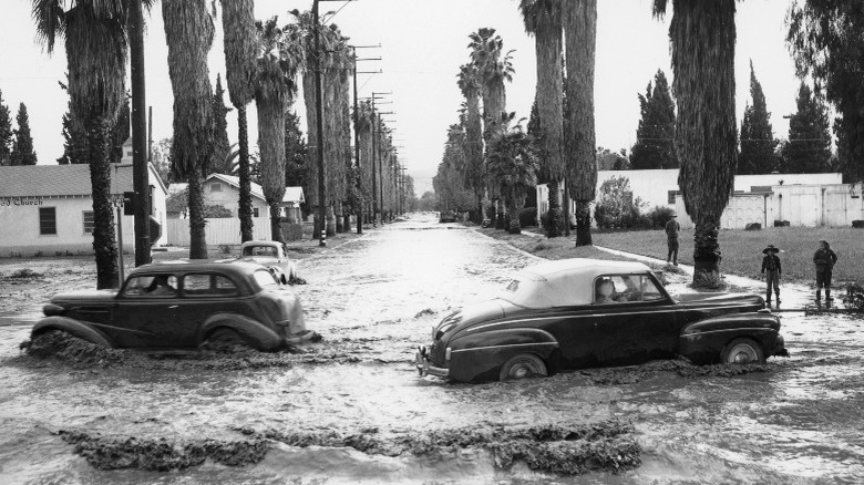 Flooded street in California
