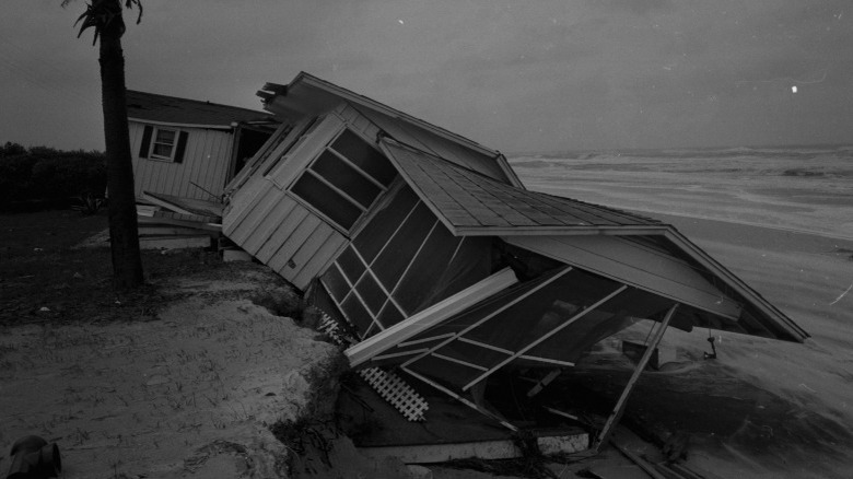 Storm-damaged beachhouses in Florida