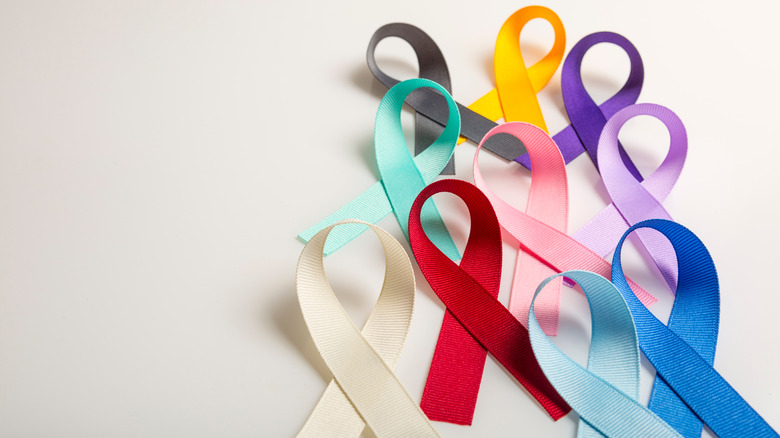 multicolored cancer ribbons