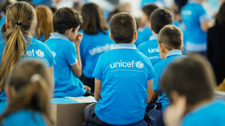 Kids in UNICEF shirts