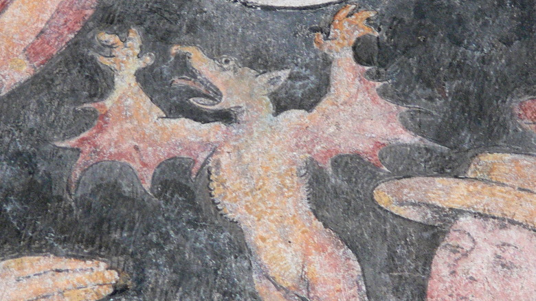 Flying demon expelled by Saint Eberhard, fresco