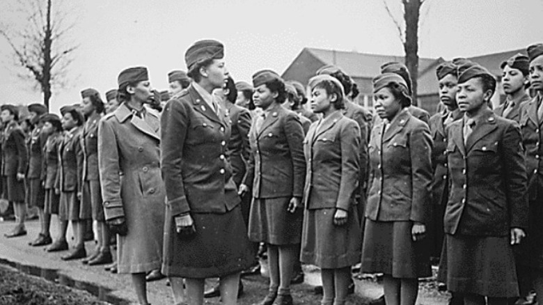 Lt. Col. Charity Adams with her troops