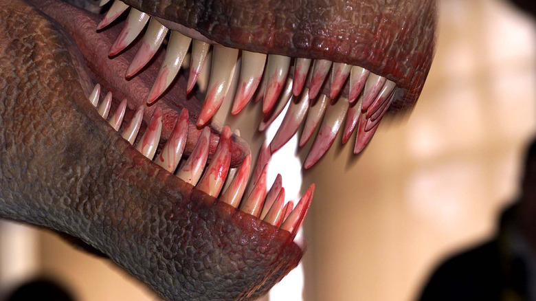 tyrannosaurus rex teeth with blood