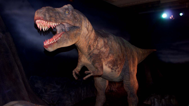 tyrannosaurus rex with bared teeth