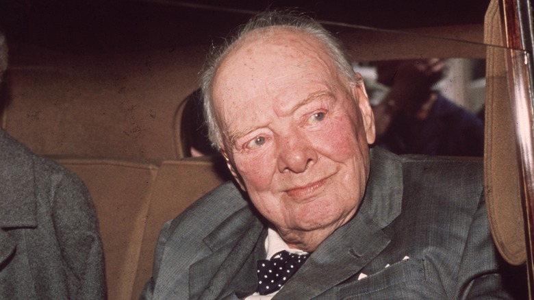 Winston Churchill in a car in 1964