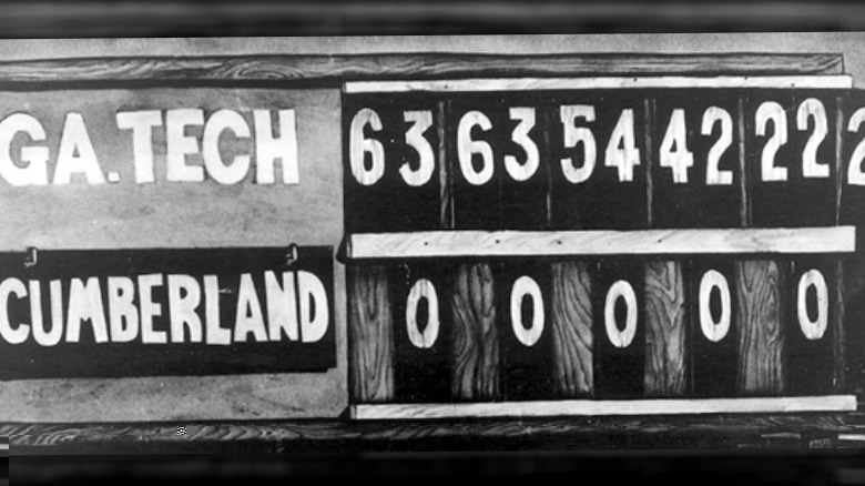 the scoreboard for the Georgia Tech Cumberland College game
