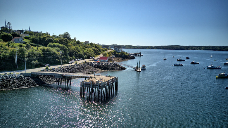 Piers in the bay of Lubec, Maine
