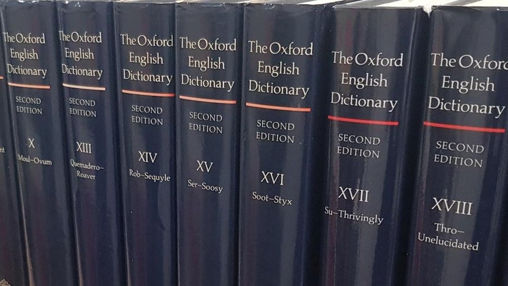 Lineup of second edition OED dictionaries