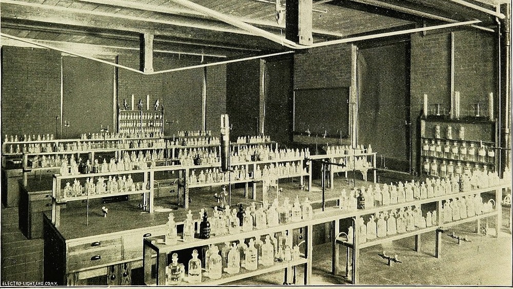 Yale Medical School with tables and bottles