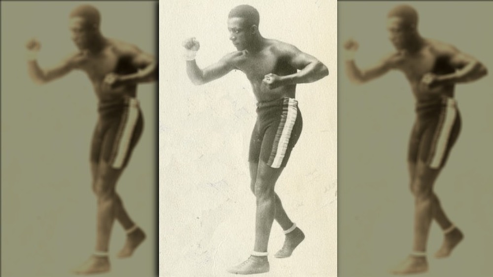 Eugene Bullard poses in boxing stance