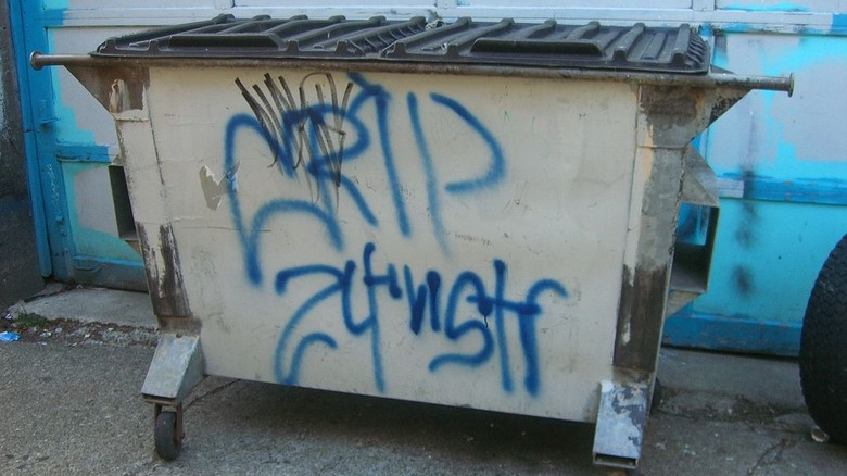 Crips gang tag on dumpster