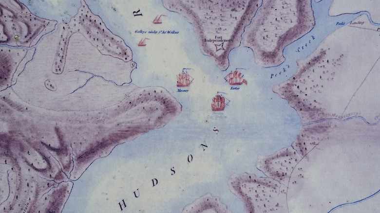 Map of Hudson River with Fort Independence