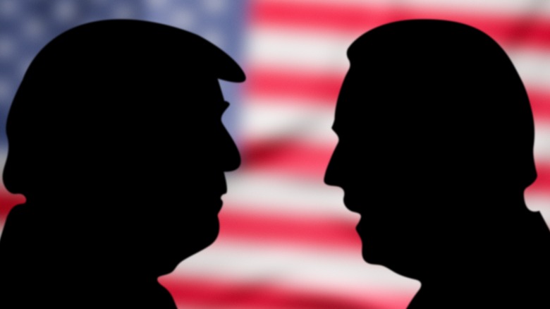 Trump, Biden silhouette debate
