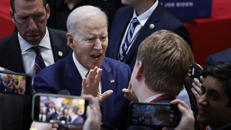 Joe Biden angrily responding to Peter Doocy