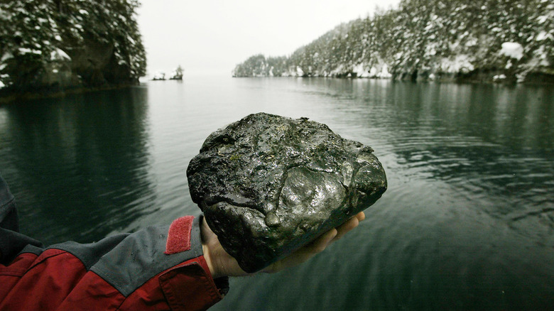 Pollution from the Exxon Valdez disaster.