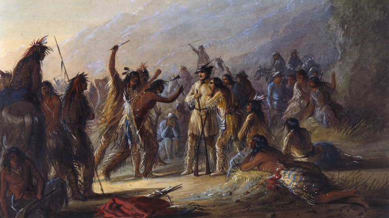 painting of crow indian attack