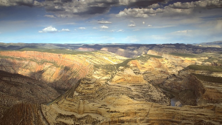 Bird's eye view of Dinosaur National Monument's canyons