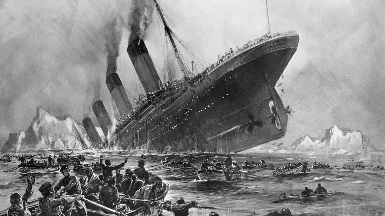 Drawing of the Titanic sinking