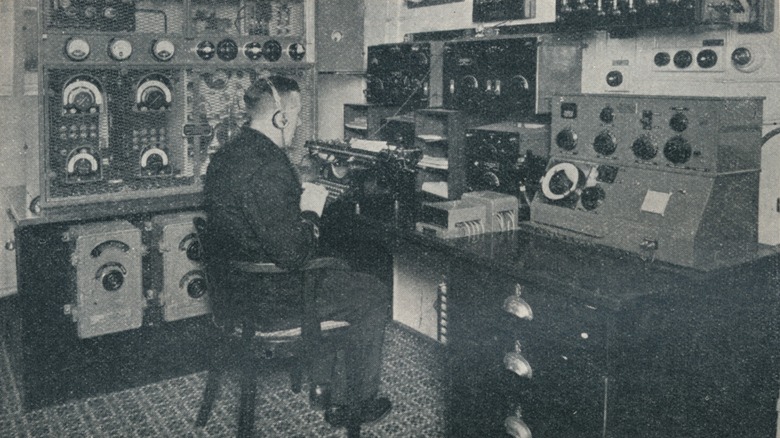 Marconi telegraph operator on a ship
