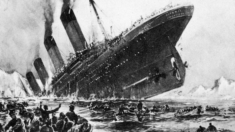 artist rendition of Titanic sinking