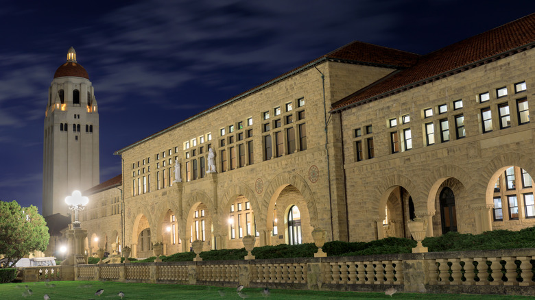 Stanford University campus at night