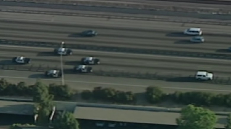 OJ Simpson's white Bronco being pursued by police