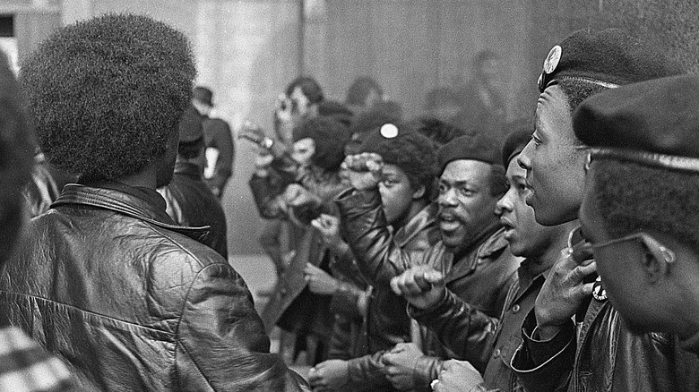 the black panther party lining up