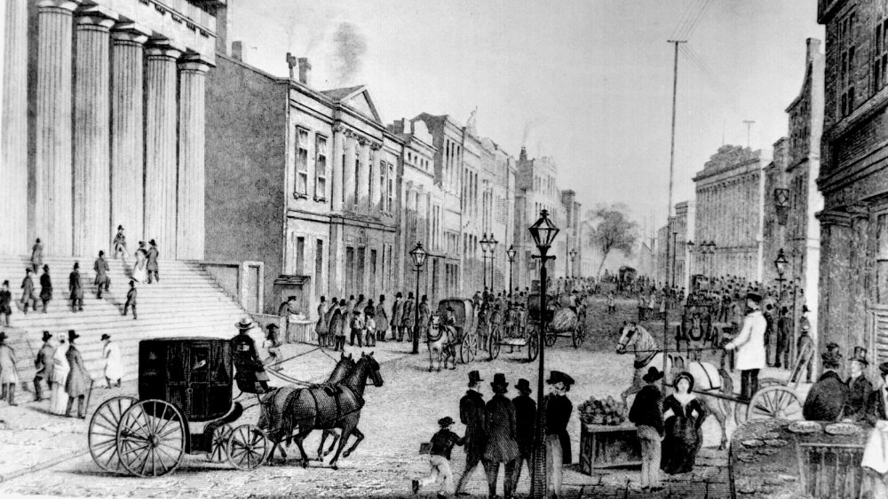 View of Wall Street from corner of Broad Street, 1867