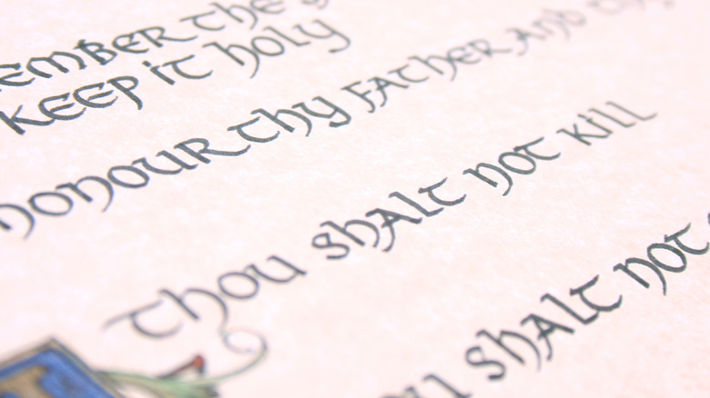 10 commandments written in calligraphy