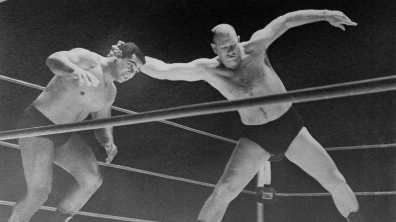 Real Fritz Von Erich fighting opponent in ring