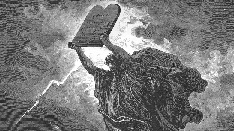 ink drawing Moses Breaks the Tables of the Law