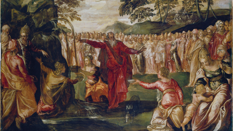painting of Moses striking the rock
