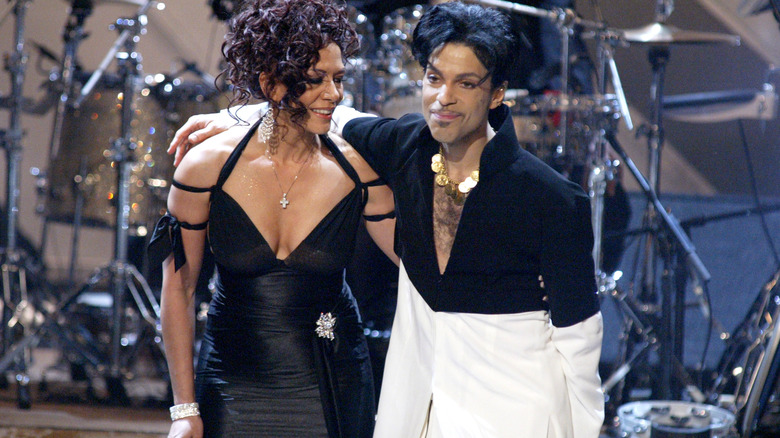 Sheila E and Prince on stage