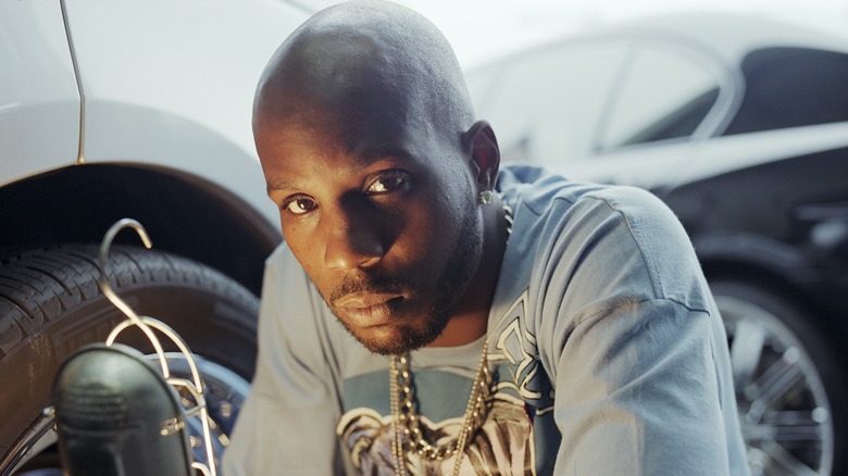 DMX at table with radio microphone