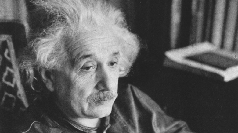 Albert Einstein with hair sticking up